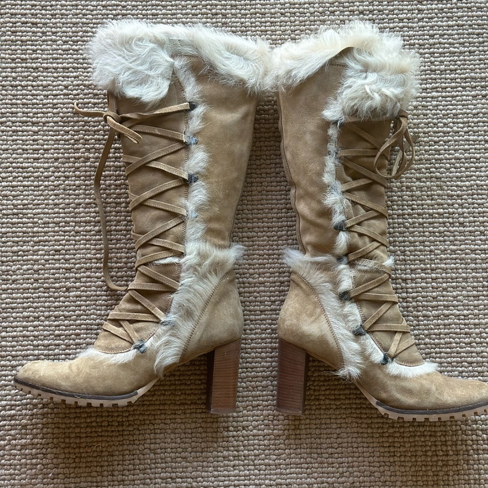 COACH Lucy suite and fur boots. Size 10. Worn one time